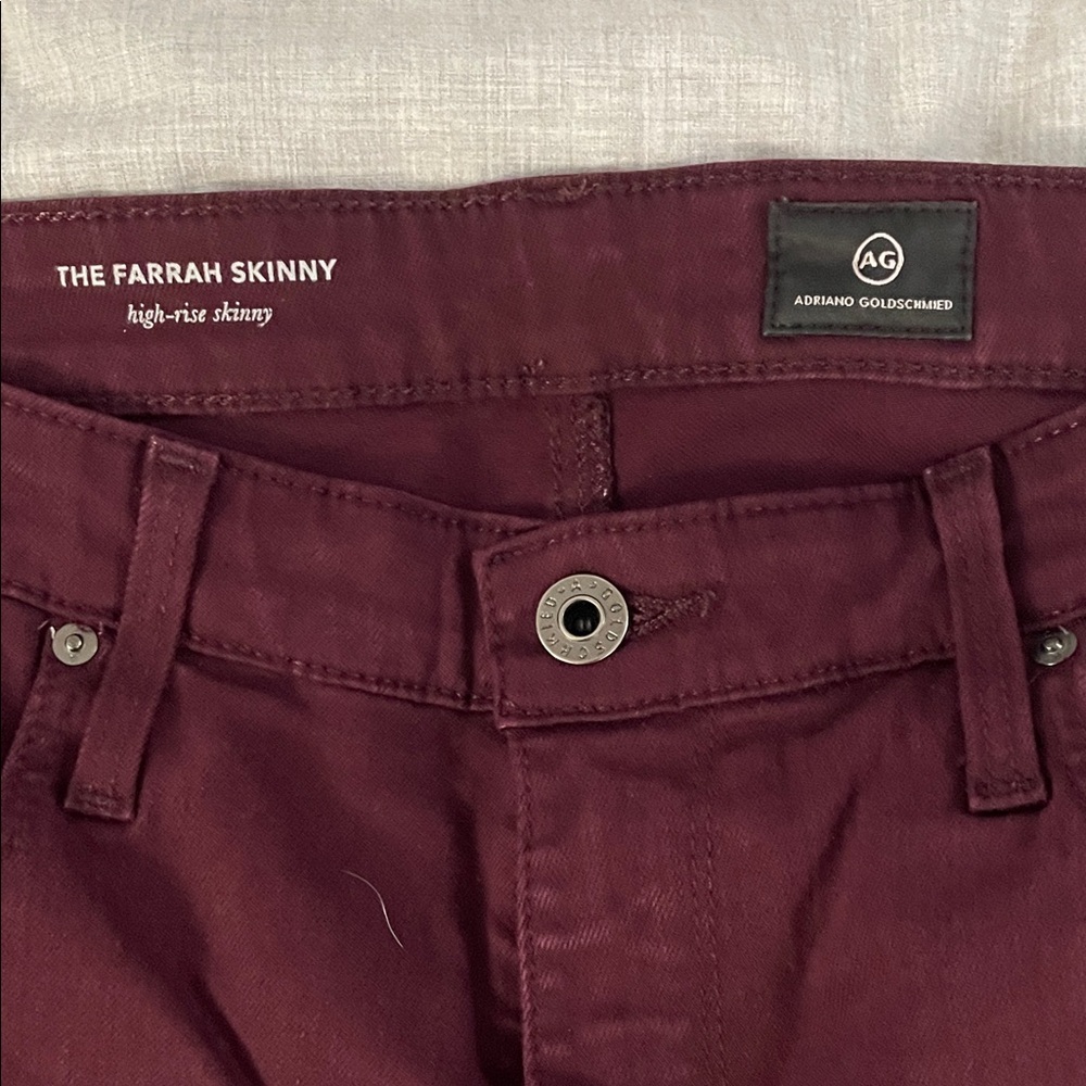 AG Adriano Goldschmied Burgundy High-Rise Jeans